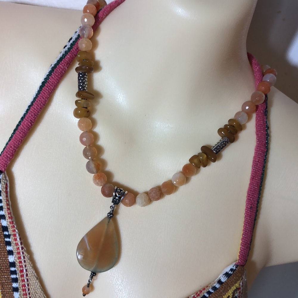 Facet carnelian natural stones necklace - Picture 6 of 7